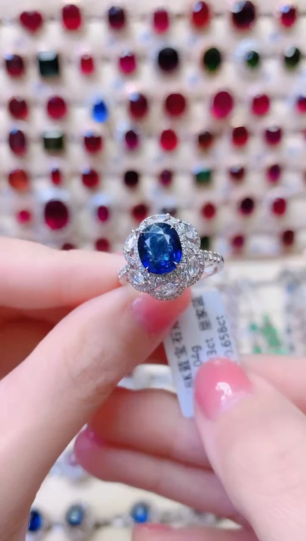 戒指蓝宝石18K金镶嵌1