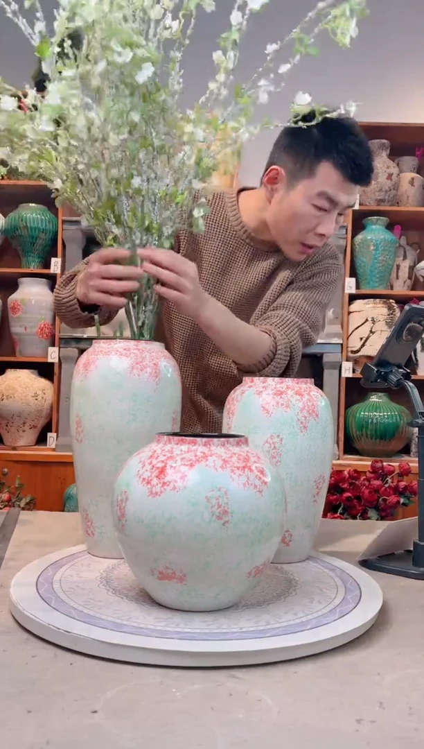 瓶陶瓷花瓶 无花 曼波 三件套