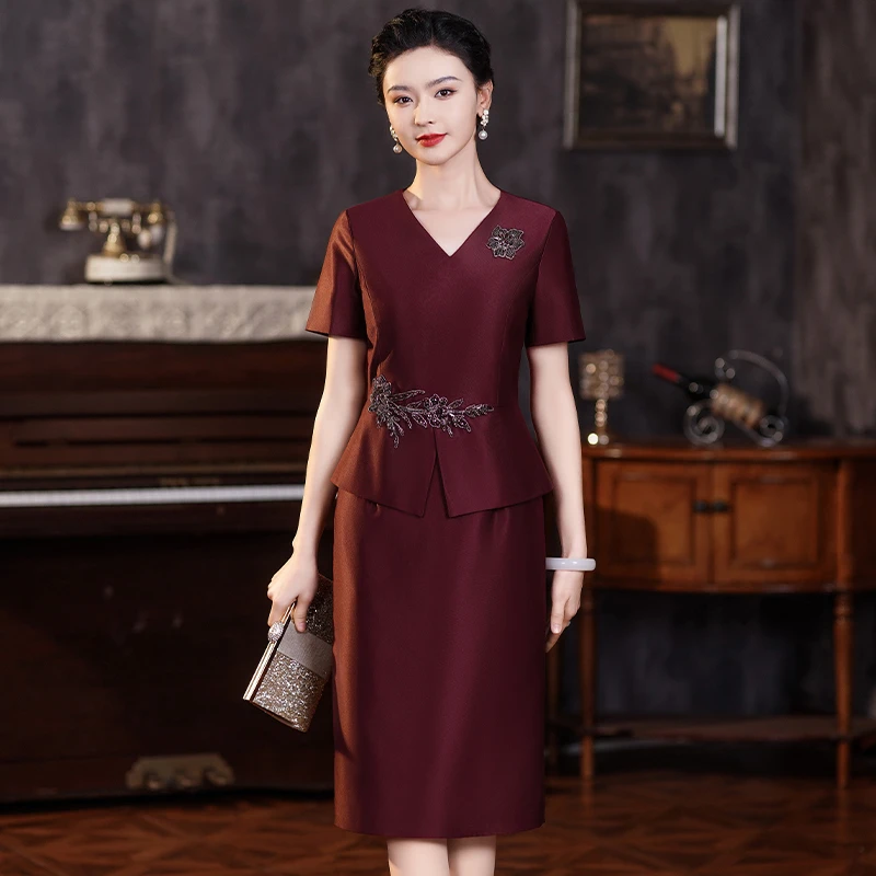 结婚复古礼服喜婆婆喜妈妈婚宴装高端中式连衣裙2024