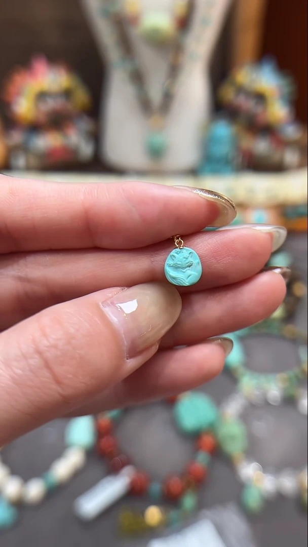 绿松石18K金镶嵌提溜绿松石提溜