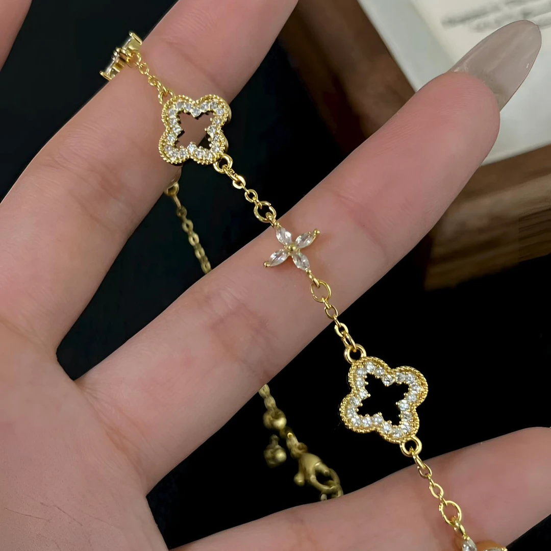 纯铜锆石手链 铜镀百搭ins日韩轻奢简约通用小众素款气质手链