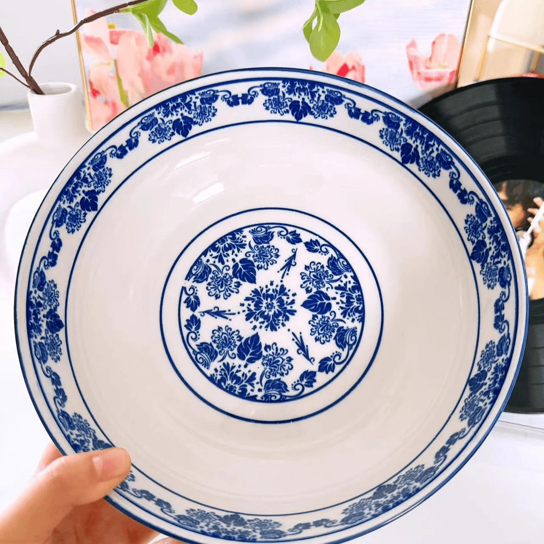 青花瓷泡面碗大碗一个装 23cm高颜值家庭专用餐具汤碗家用饭碗