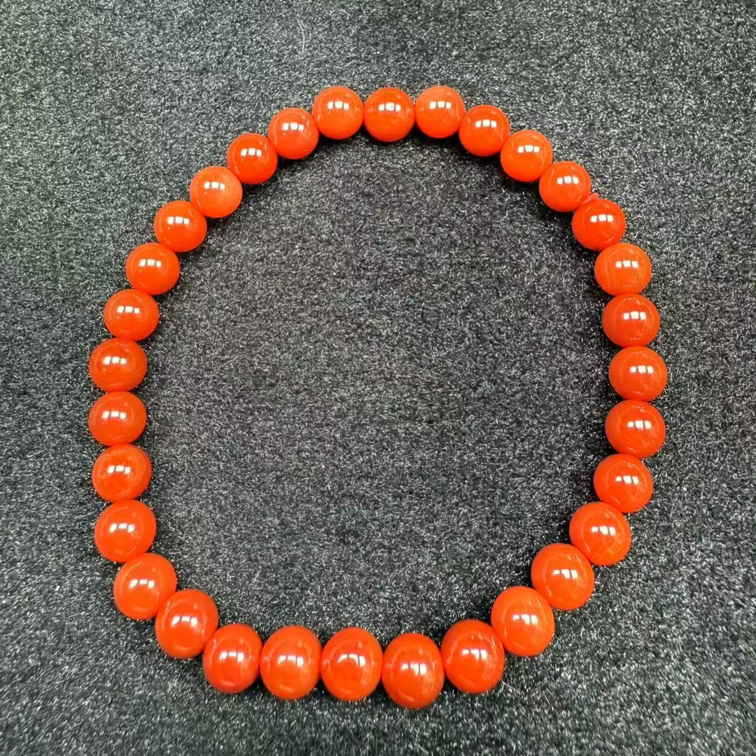 【直播专享】天然原矿南红玛瑙无优化圆珠卡6m手串带证书多样性发货