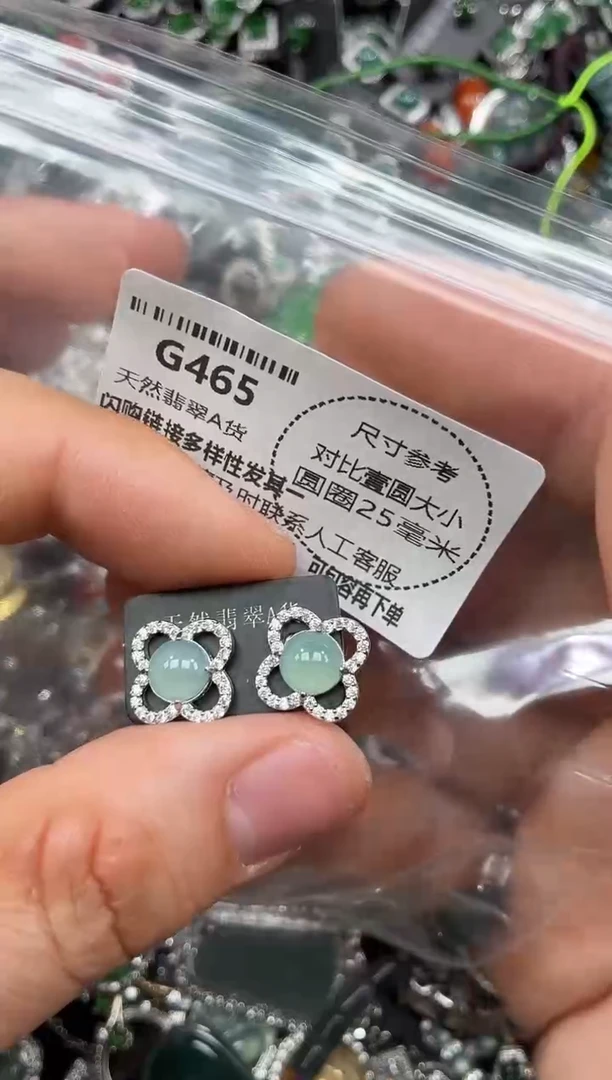 颈饰未镶嵌翡翠G465耳钉