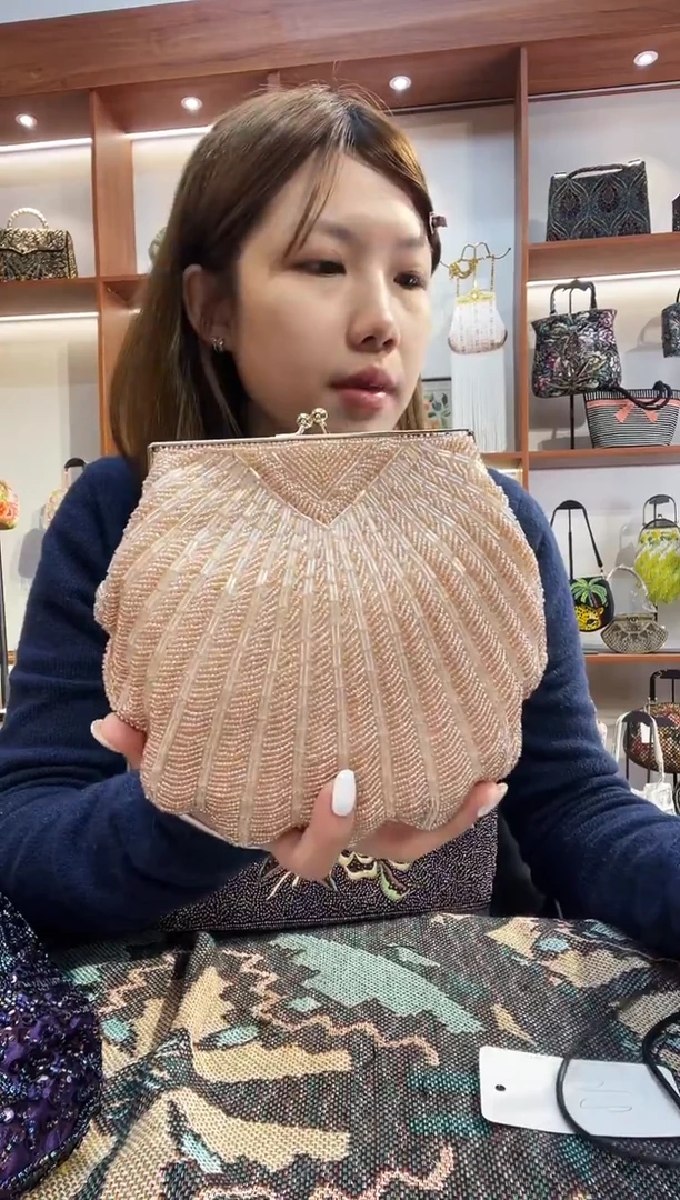 织物28号（多色可选）手工珠珠包包腋下斜跨包手拿包手提晚宴包