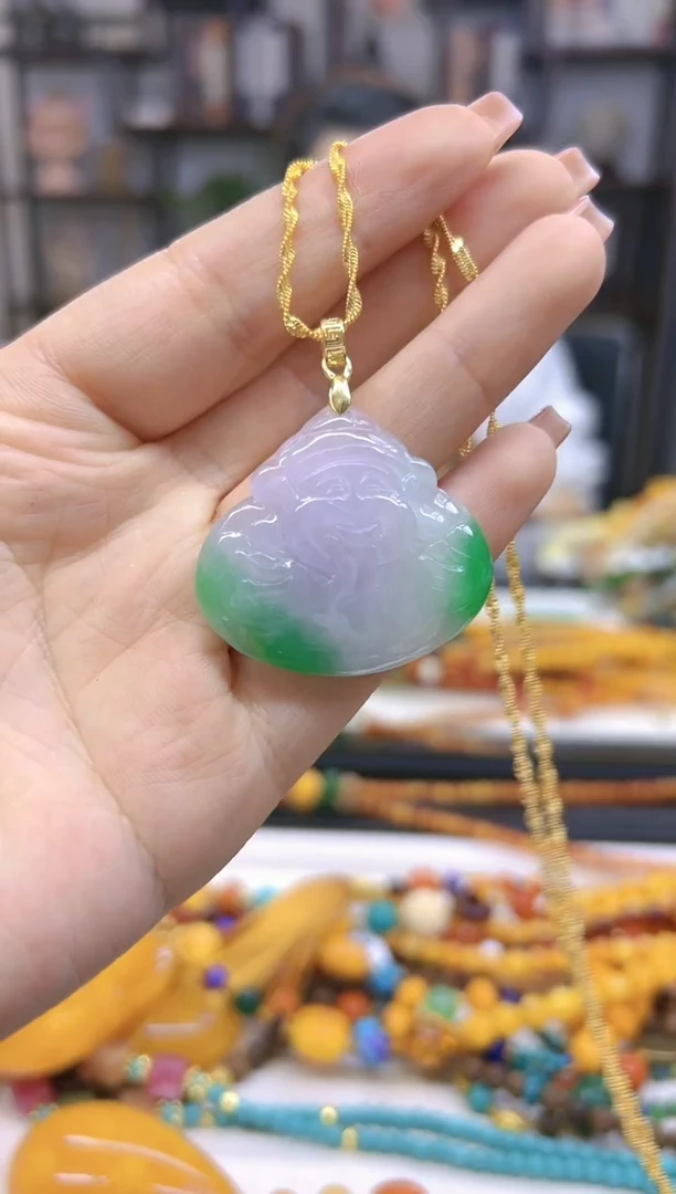 【闪购商品】翡翠吊坠(赠链)银S925镀金镶嵌D262