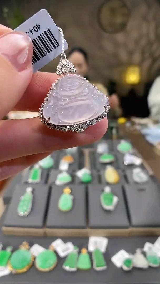 吊坠(不含链)18K金镶嵌翡翠佛公