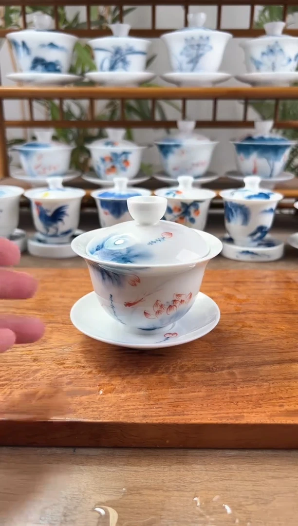 微瑕蓝莲150ml三才盖碗