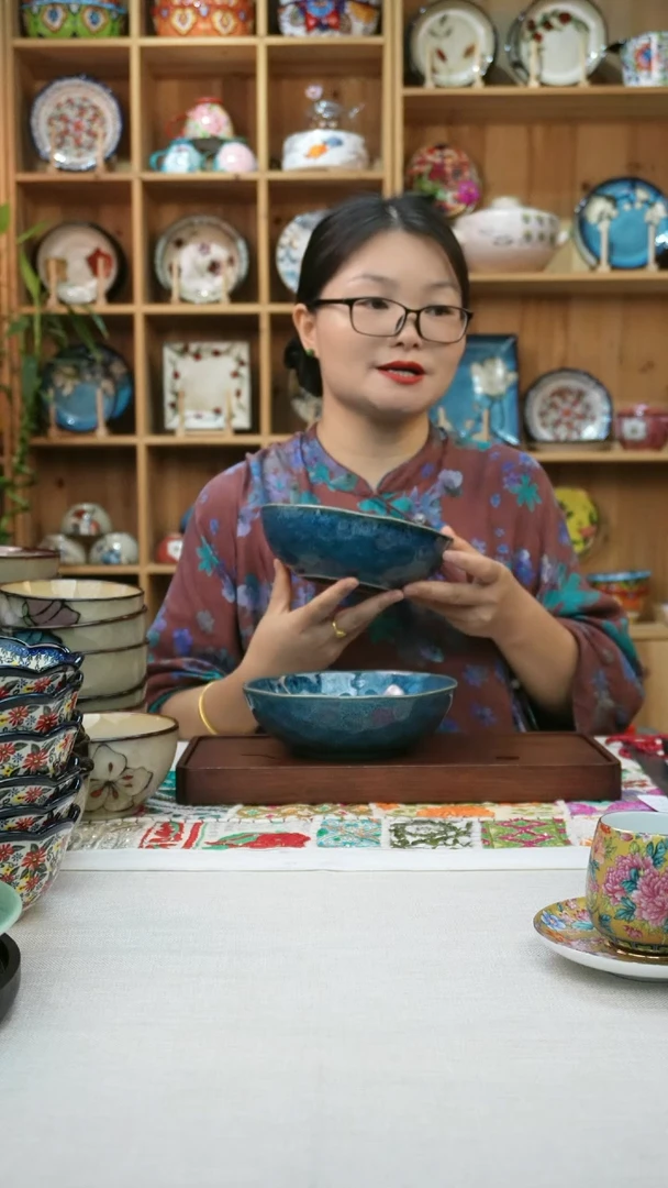瓷片小可高温陶瓷餐具一组两只大碗