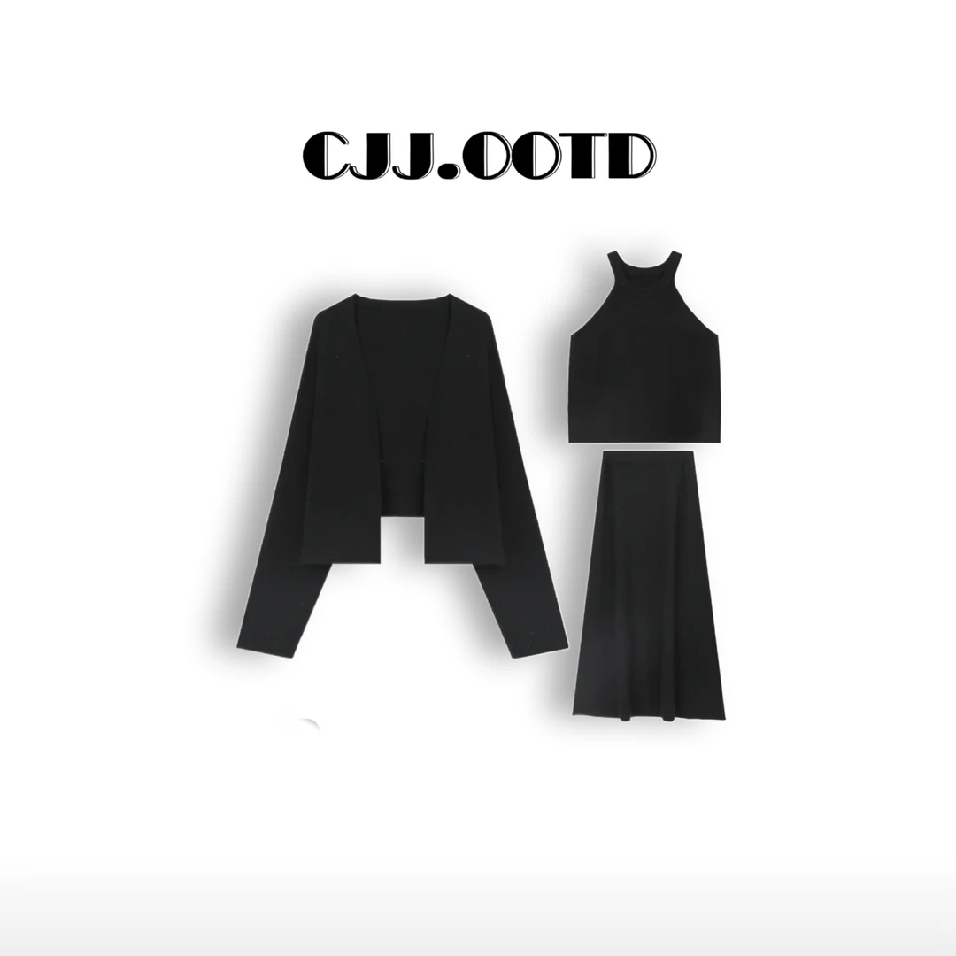 【CJJ.OOTD】新款轻奢半身裙+背心+开衫三件套0831135-JFA1P