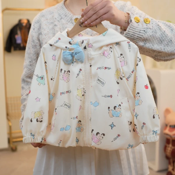 JL【春款休闲外套】女童休闲春秋时尚卡通外套防晒衫连帽外套K2014