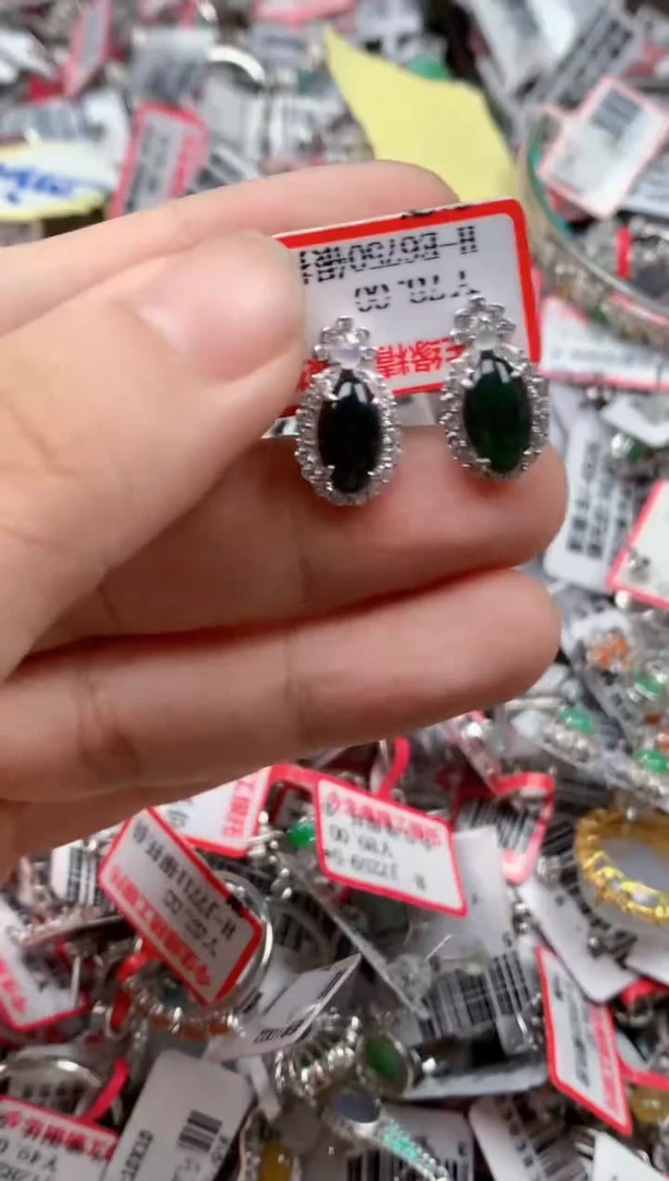 银S925镶嵌戒指翡翠天然A货缅甸翡翠