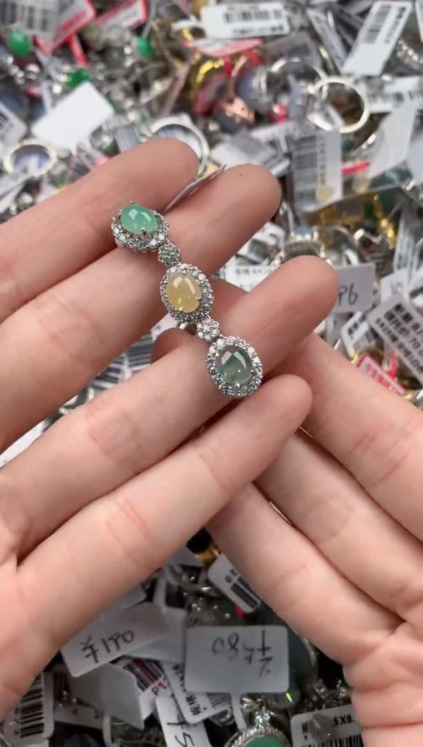 银S925镶嵌戒指翡翠4444