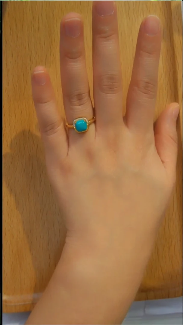 银S925镀金镶嵌绿松石戒指发货一件