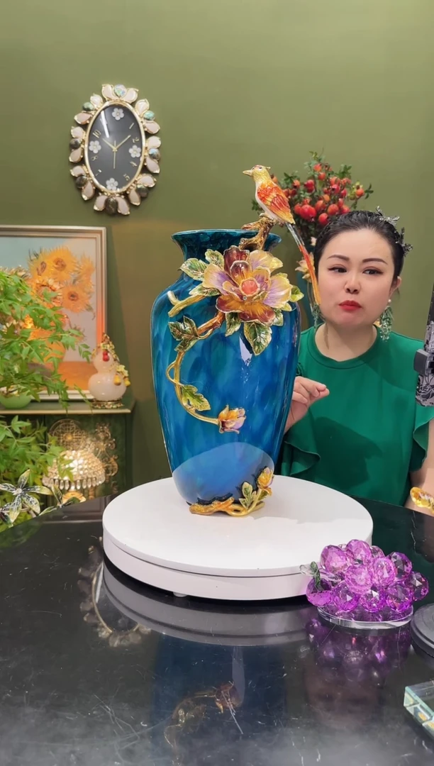 琉璃合金珐琅彩  大号花瓶 喜上眉梢