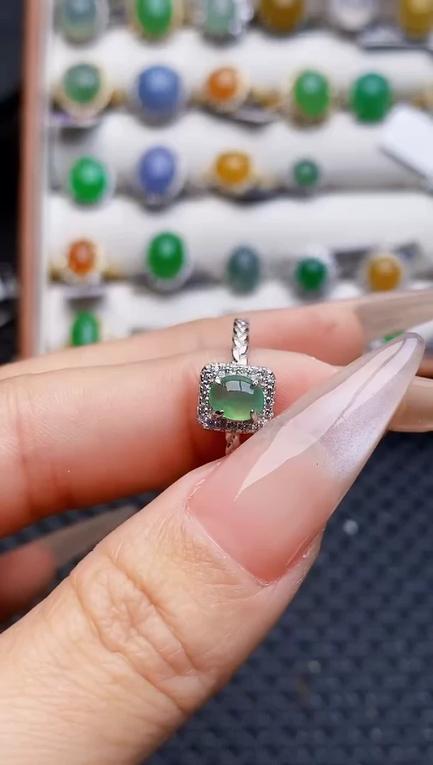 银S925镶嵌戒指翡翠2607