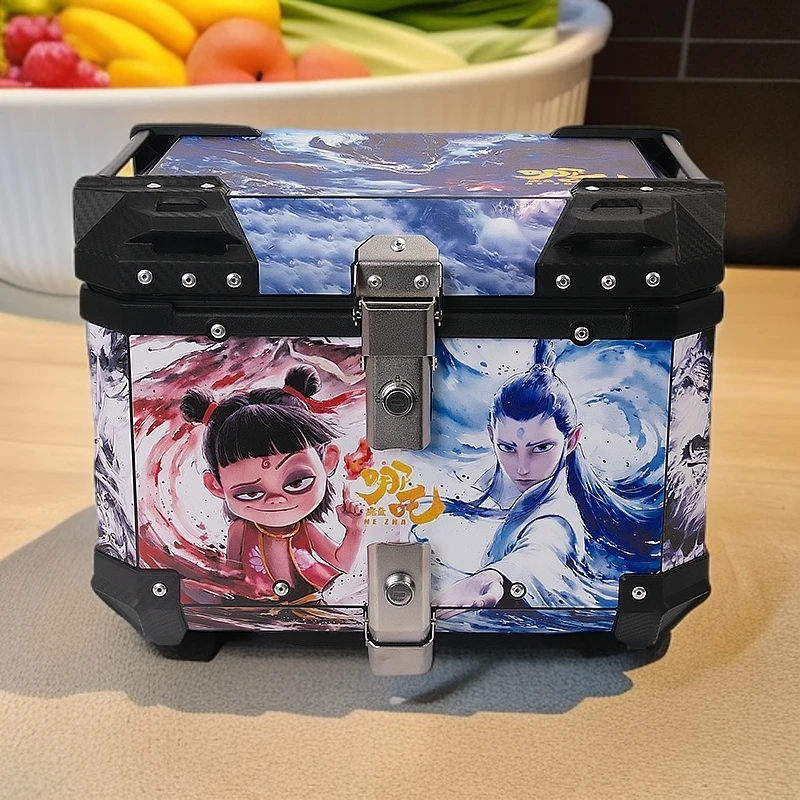 摩托车尾箱pp45L55L双锁快拆配碳钢底板电瓶车方箱电动车后备箱