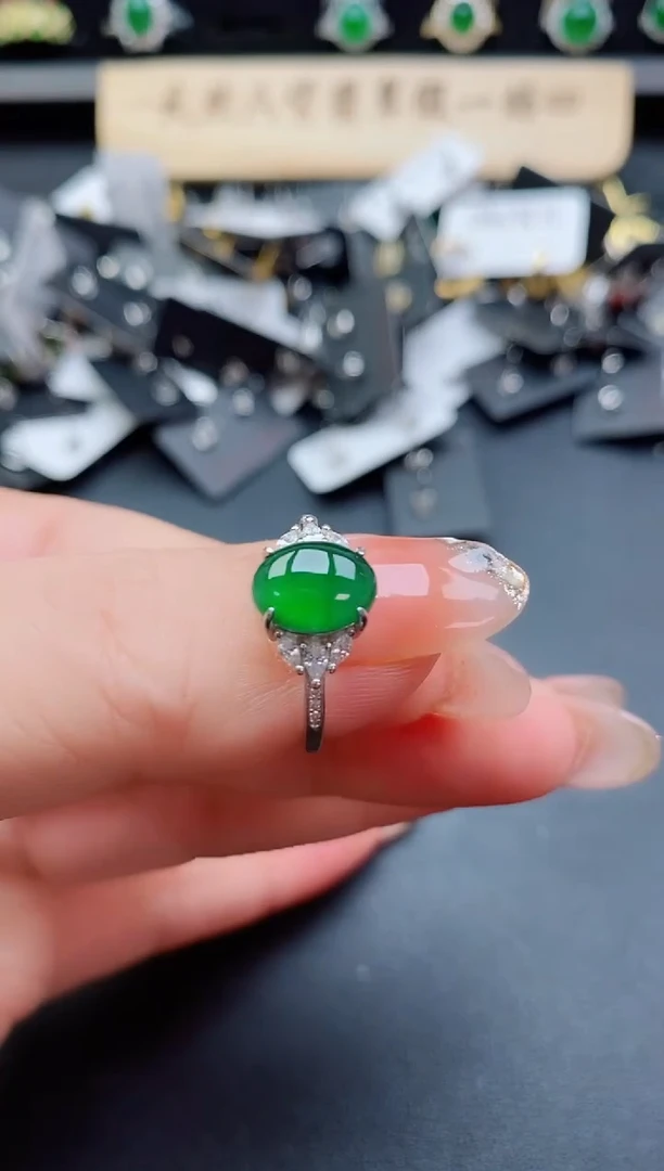 银S925镶嵌戒指翡翠500