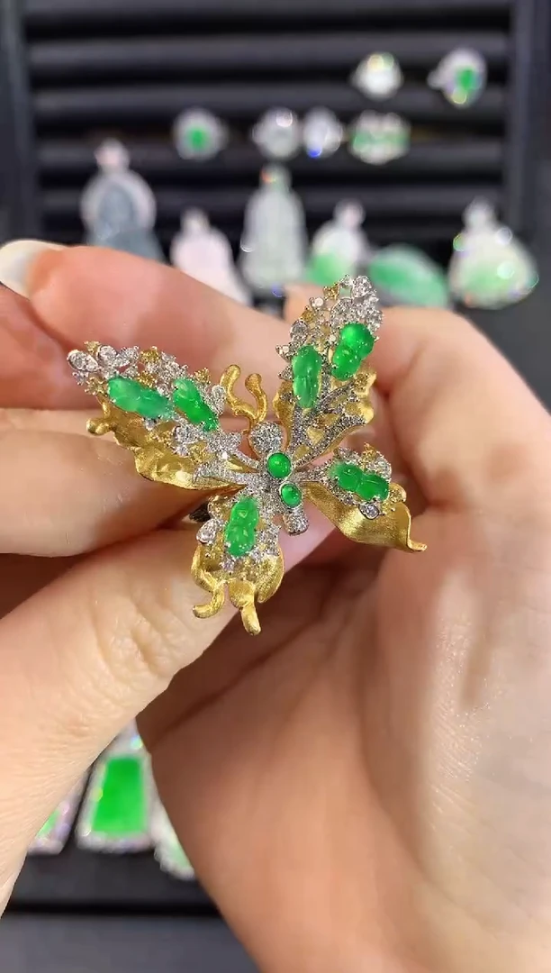 吊坠(不含链)18K金镶嵌翡翠67-多用款