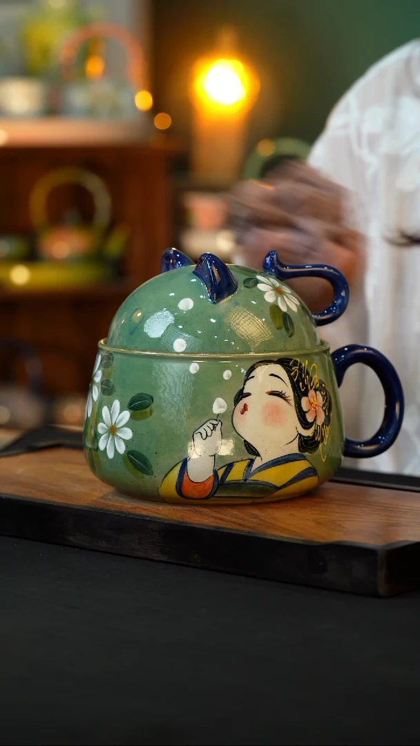 杯手绘心瓷陶瓷浮力