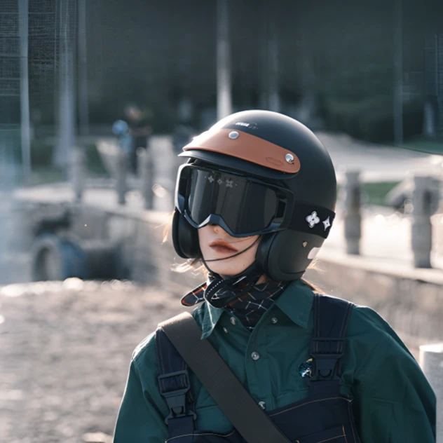 【HVA旗舰店】HVA玻璃钢四分之三复古半盔摩托车机车头盔巡航复古盔