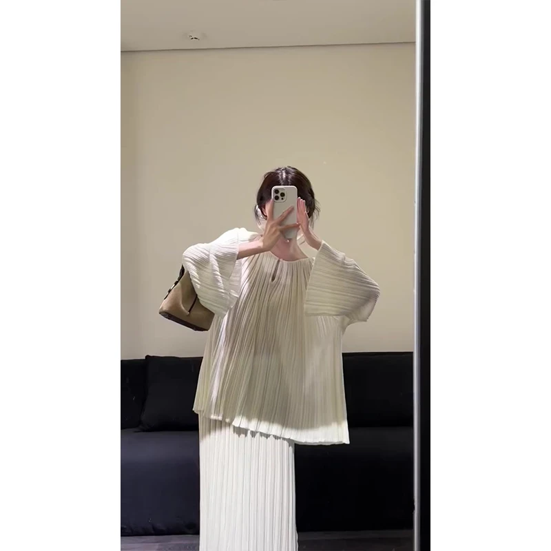 MARIE.COCO气质穿搭喇叭袖宽松长袖上衣女早秋季高腰显瘦半身长裙
