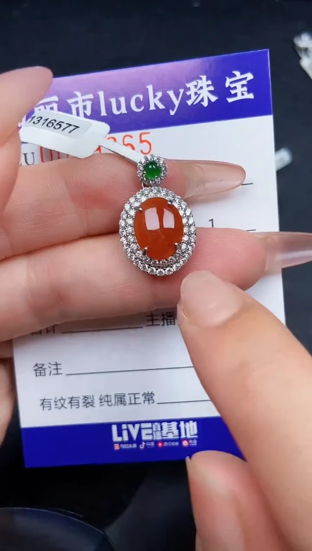 翡翠银S925镶嵌颈饰9365