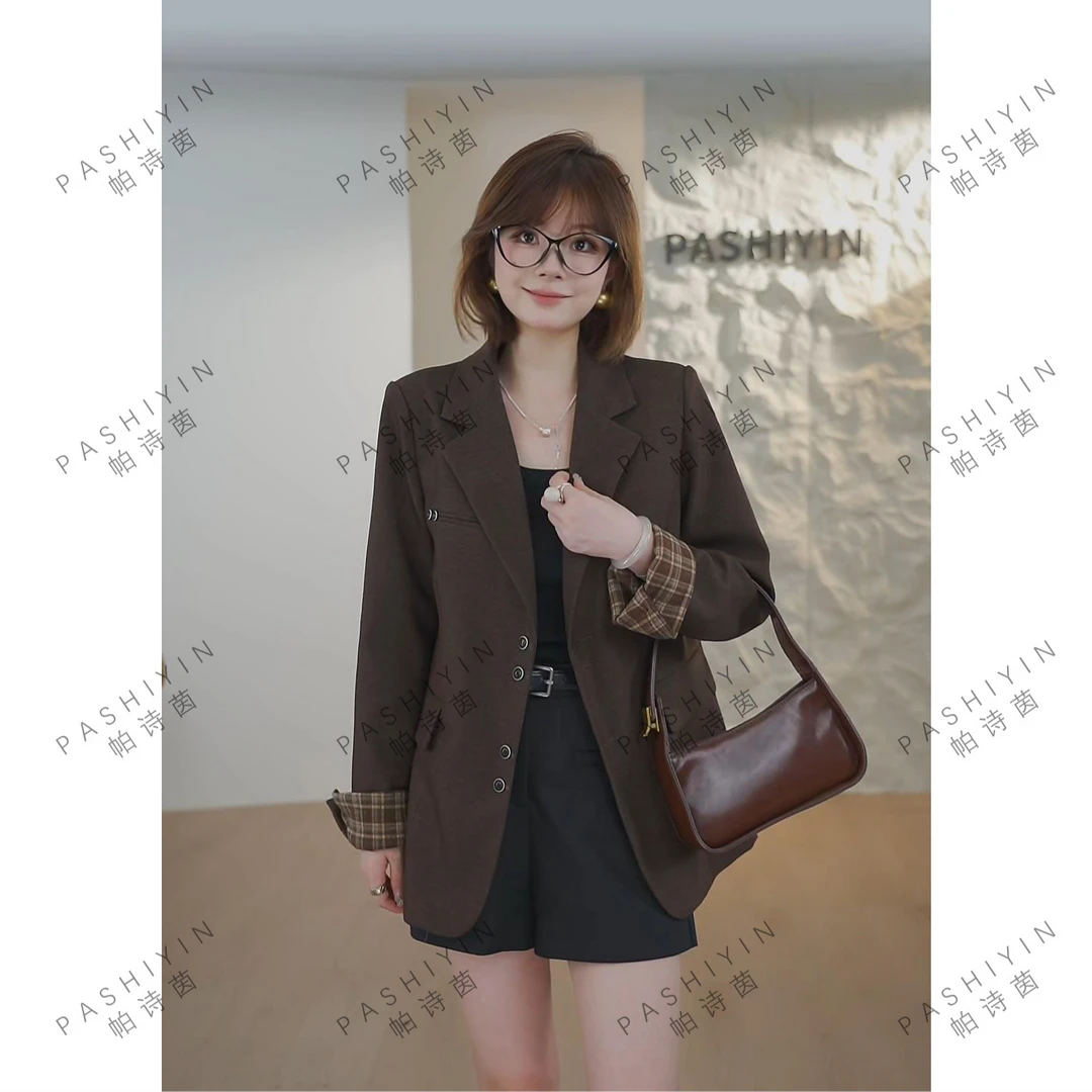 PASHIYIN/帕诗茵2025秋季时尚气质小个子宽松西服外套女#25608