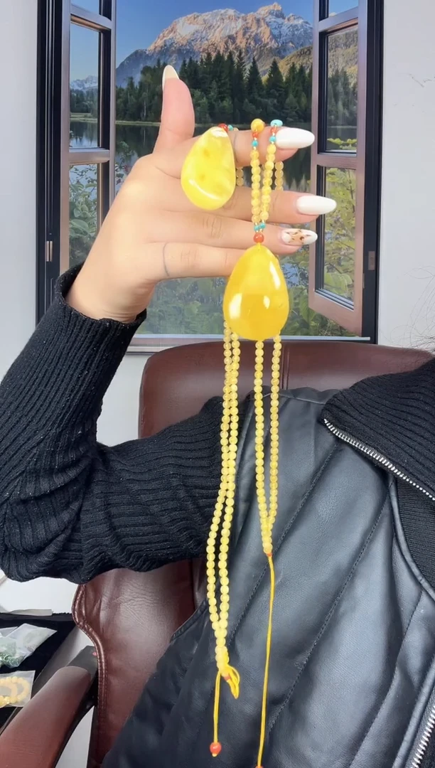 蜜蜡颈饰未镶嵌蜜蜡水滴套装 多样性发其一