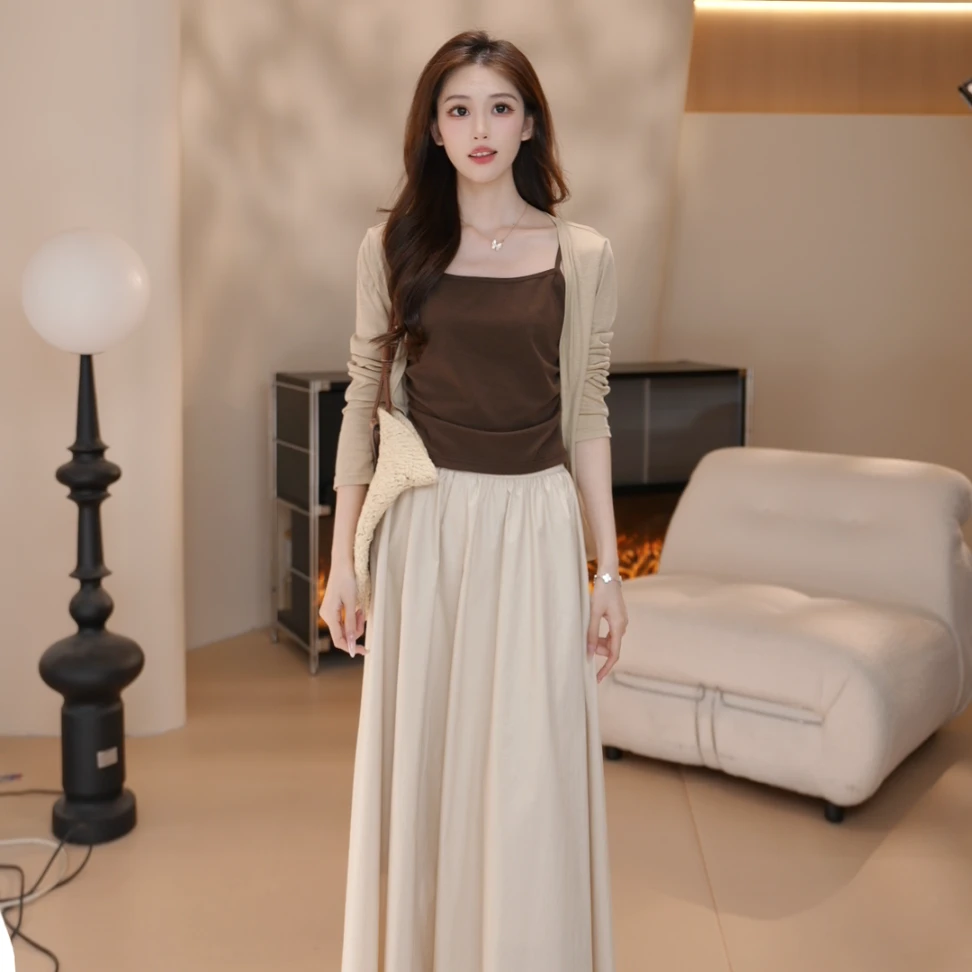 Basic House/百家好CSM纯欲风通勤套装女装宽松休闲法式气质开衫