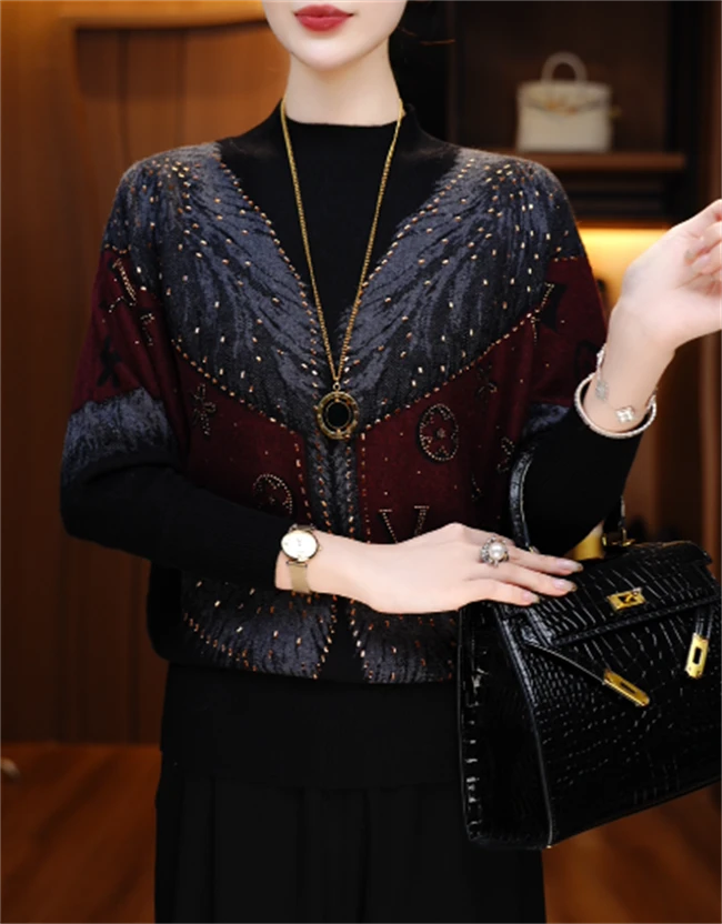 素曼 秋季新款含绵羊毛衣针织毛线衣柔软保暖百搭上衣V25Q1797