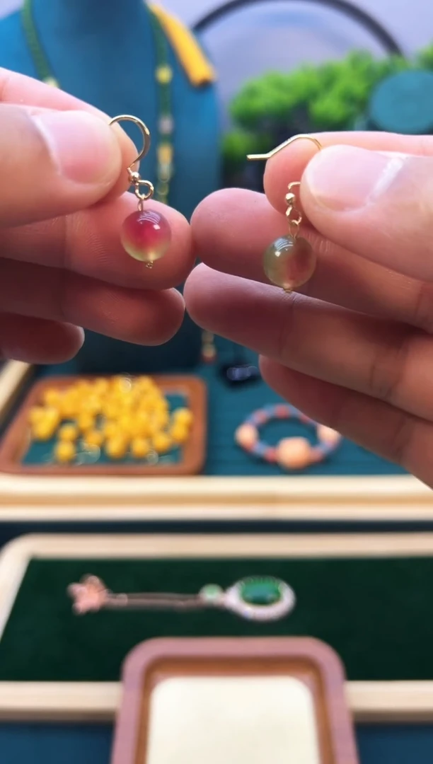 碧玺耳饰14K金镶嵌E133