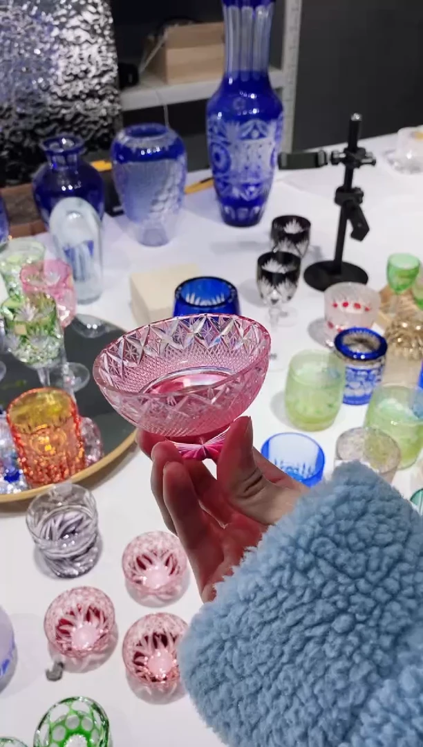 【闪购商品】水晶玻璃无手柄款金红小酒杯微瑕