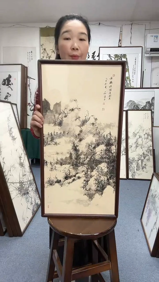 国画尺寸35*68实木画框京东包邮手绘