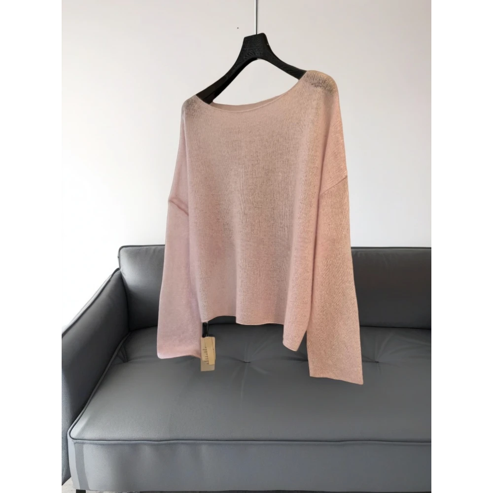 端庄优雅大气！温柔风粉色针织衫女糯糯软舒适圆领气质款宽松上衣