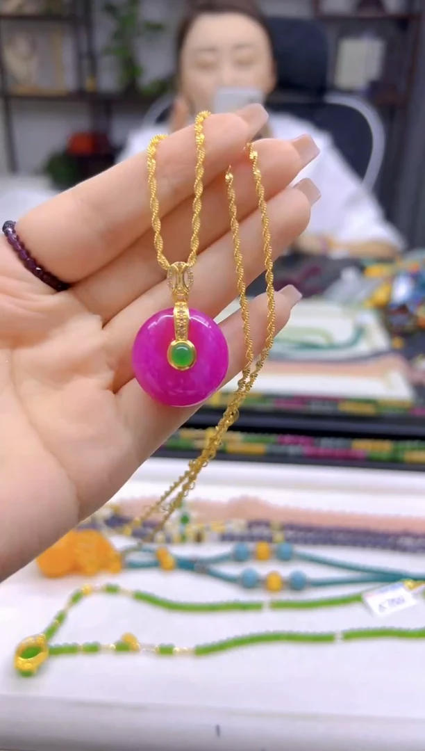 银S925镀金镶嵌苏纪石（舒俱来）吊坠(赠链)DIY款D119