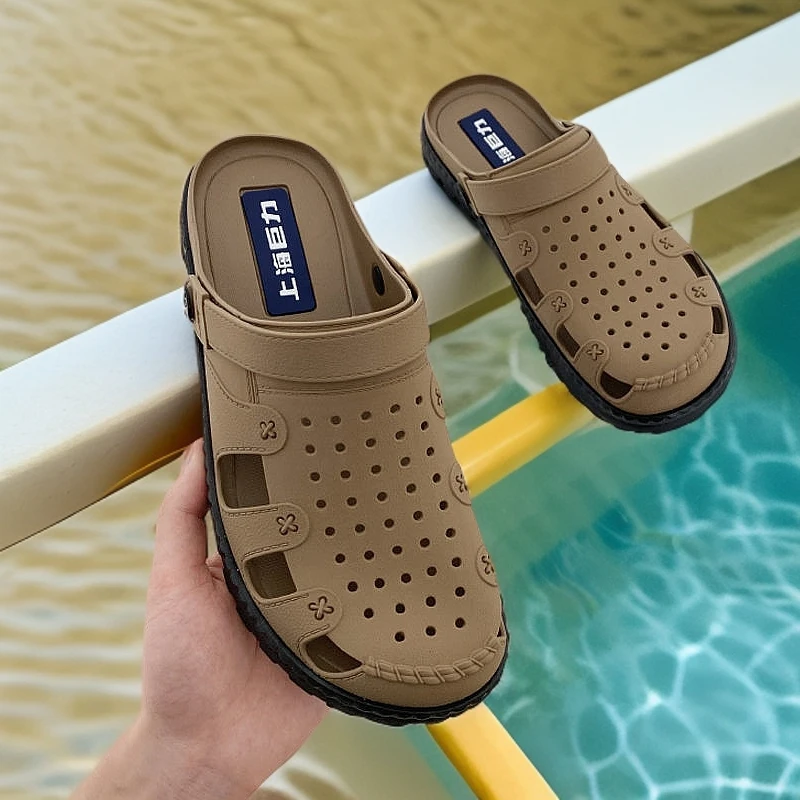 洞洞鞋夏男士外穿拖鞋软底凉拖鞋沙滩鞋镂空男鞋透气潮流厚底防滑