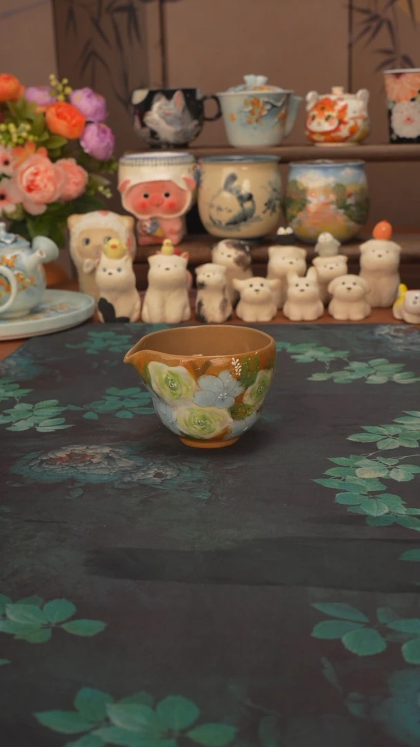 是泥吖   绿玫瑰公道杯