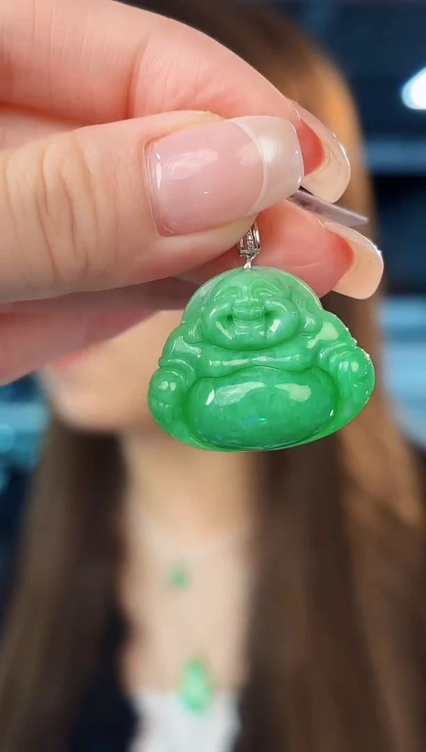 翡翠18K金镶嵌吊坠(不含链) 缅料A货/支持复检/一件