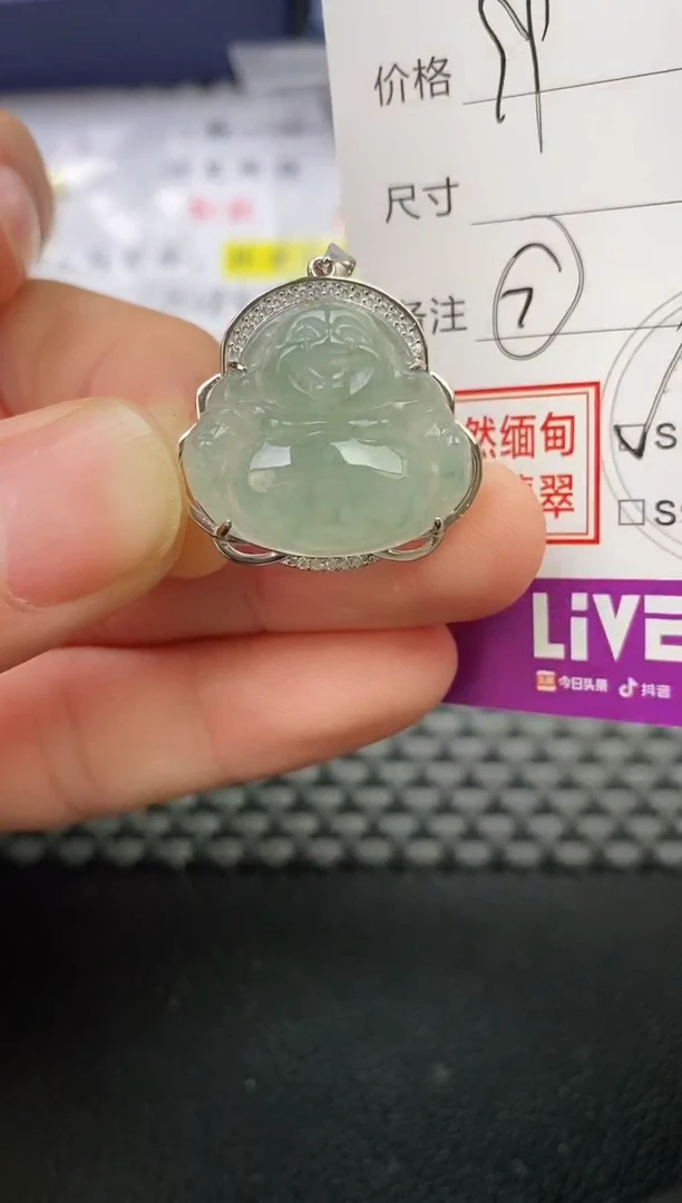 颈饰银S925镶嵌翡翠晨*挂件