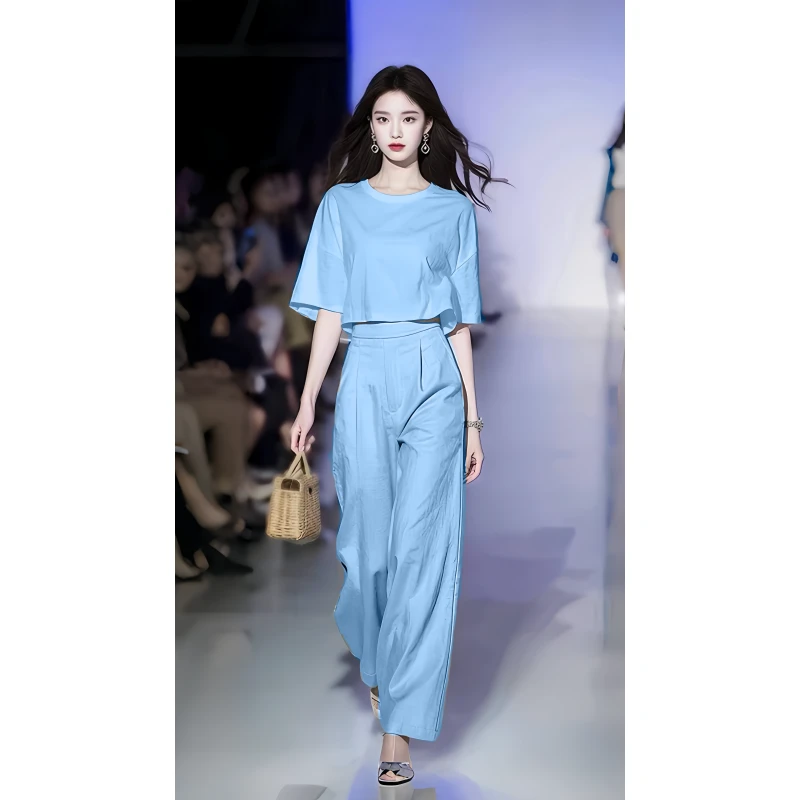 夏季高级感超好看的盐系炸街欧货漂亮时尚休闲松弛感两件套装裤女
