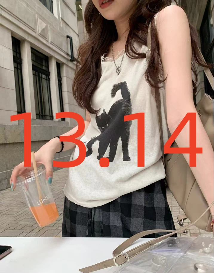 1314新款韩版时尚百搭显瘦条纹假两件挂脖上衣女