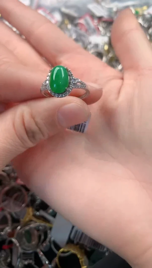 银S925镶嵌戒指翡翠777   6