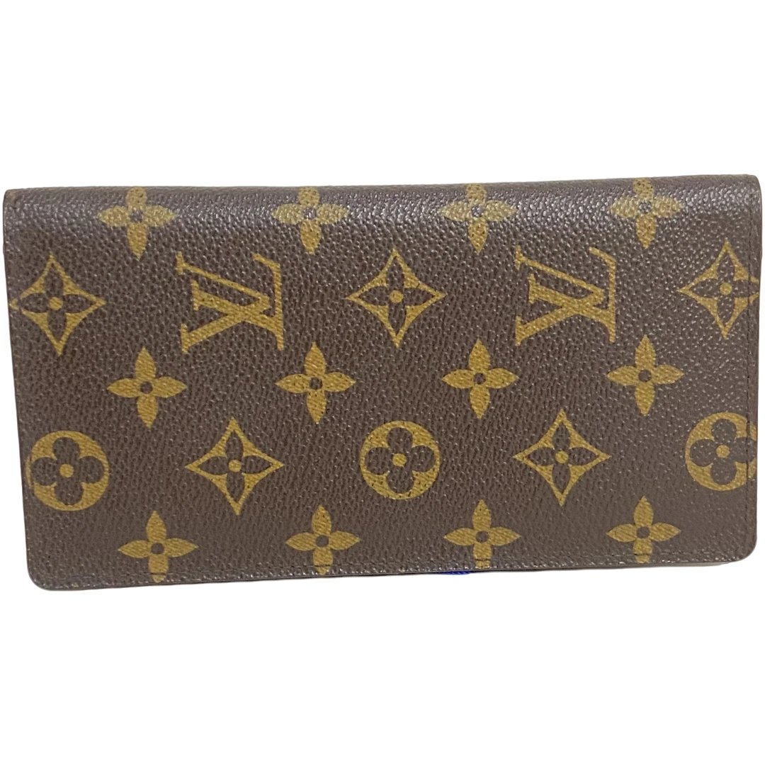 99新 LouisVuitton/路易威登 棕色老花对折长款钱包/228