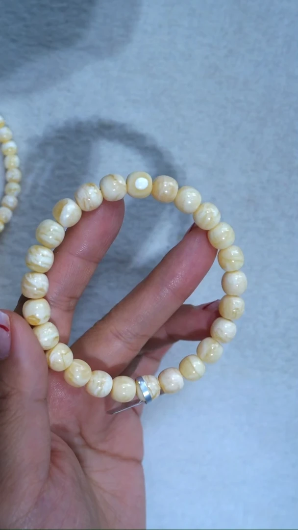 手链蜜蜡未镶嵌典藏级8.5mm瓷白浓蜡妖花极限弧高庄