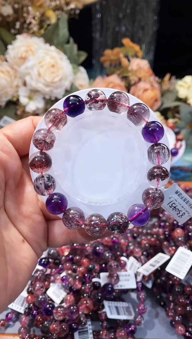 未镶嵌手串水晶黑加仑超七单圈12m+