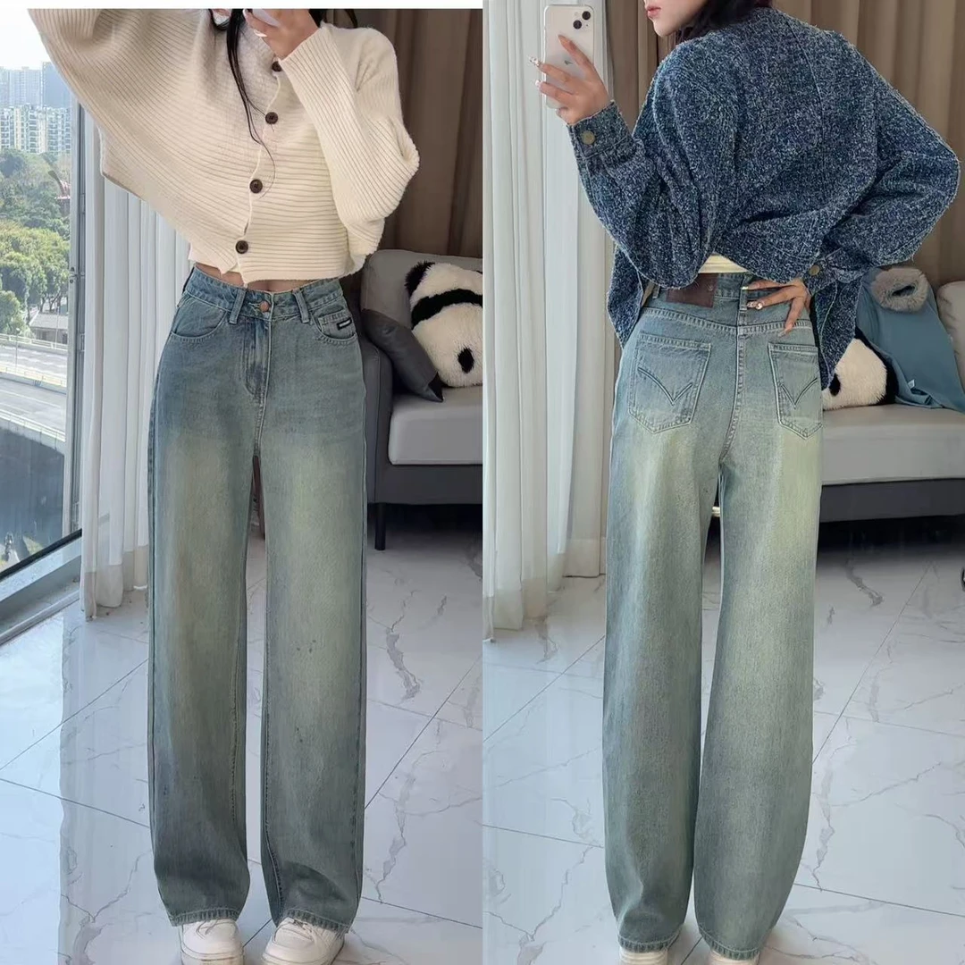 挺缘高腰窄版直筒牛仔裤女2025年新款爆款春季小个子宽松显瘦阔腿