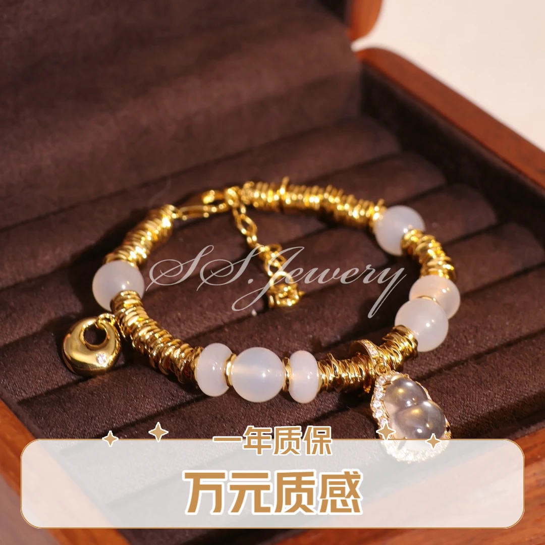 925银合成锆石手链 SS JEWELRY 水沫葫芦盘缠奢华经典新中式手链