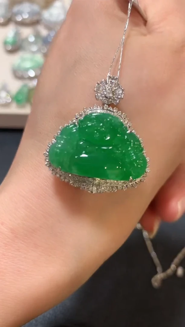 吊坠(不含链)18K金镶嵌翡翠n198