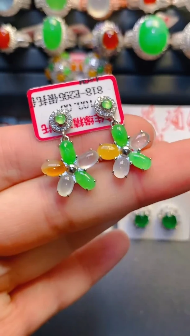 银S925镶嵌戒指翡翠天然